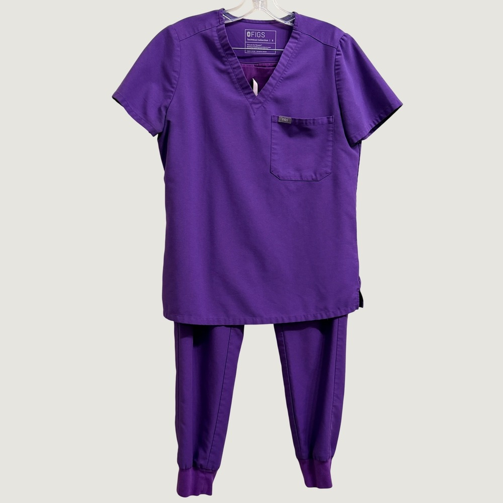 Figs Scrub Set Zamora Jogger Pants Catarina One-Pocket Top Ultra Violet- Small